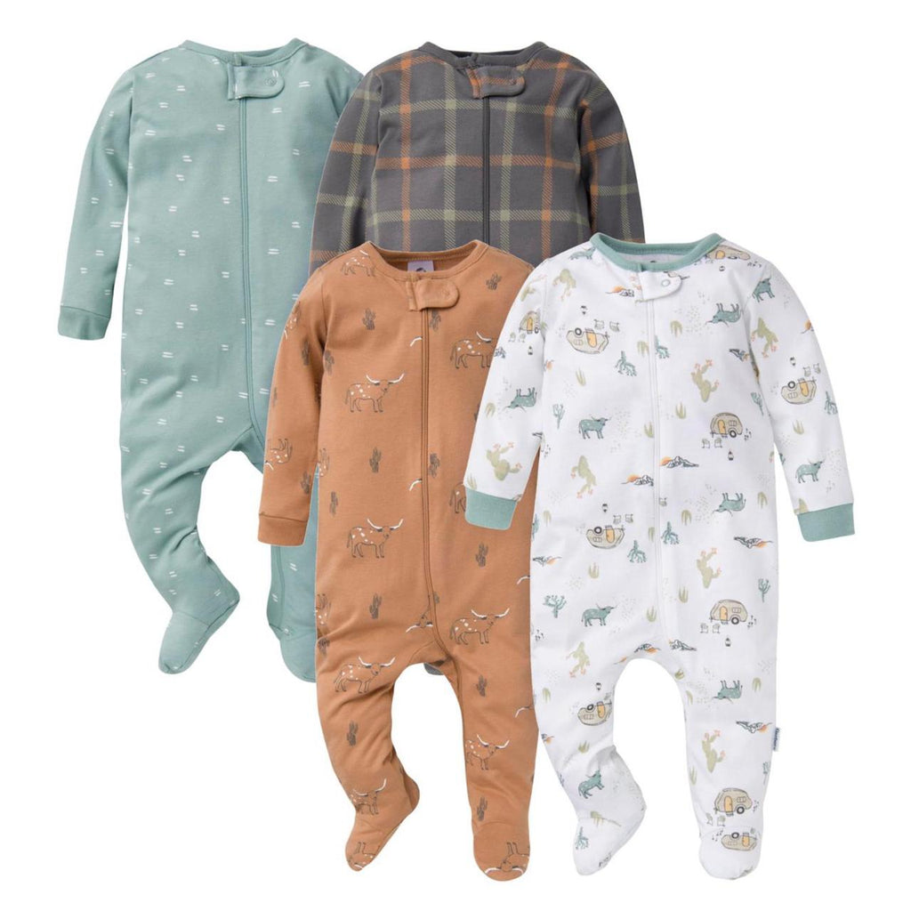 Gerber | Paquete 4 Pijamas Sleep N' Play con Pies Bebé Niño