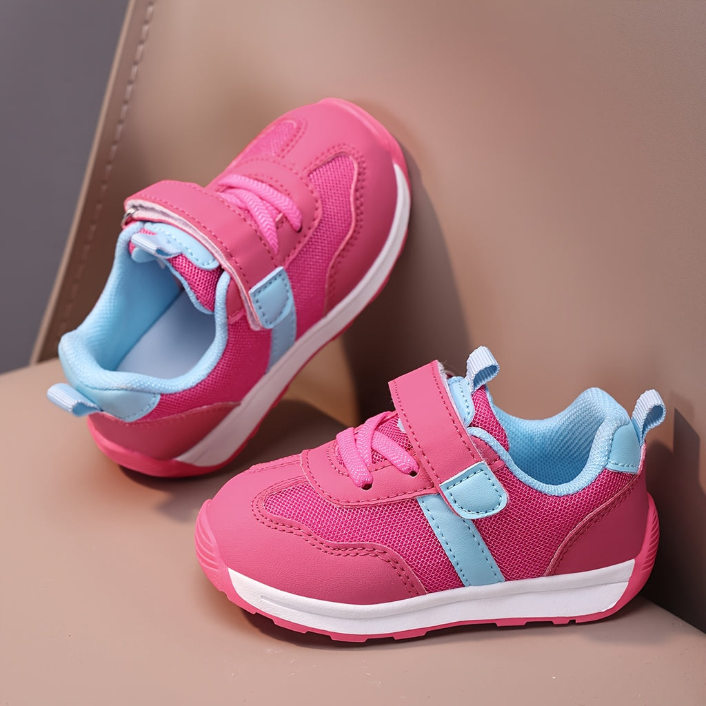 Zapatillas Deportivas de Malla Transpirable para Bebés y Niños Pequeños en Color Rosa y Azul Claro con Cierre de Contacto y Suela Antideslizante (Ideales para Primeros Pasos) (Talla 20 - 25)