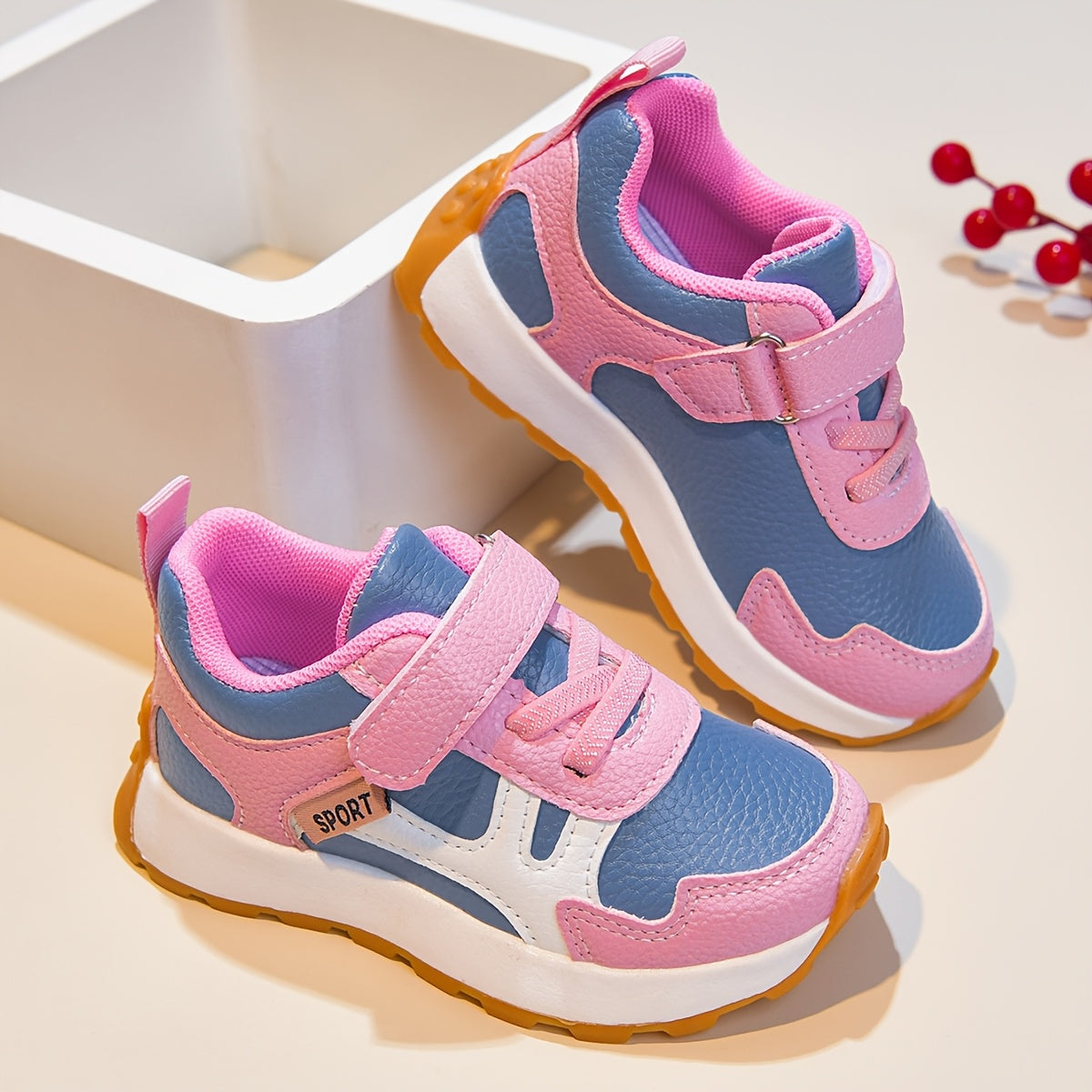 Zapatillas Deportivas Casuales para Niñas con Diseño Color Block y Cierre de Contacto (Ligeras y Antideslizantes para Uso Diario) (Talla 21 - 30)