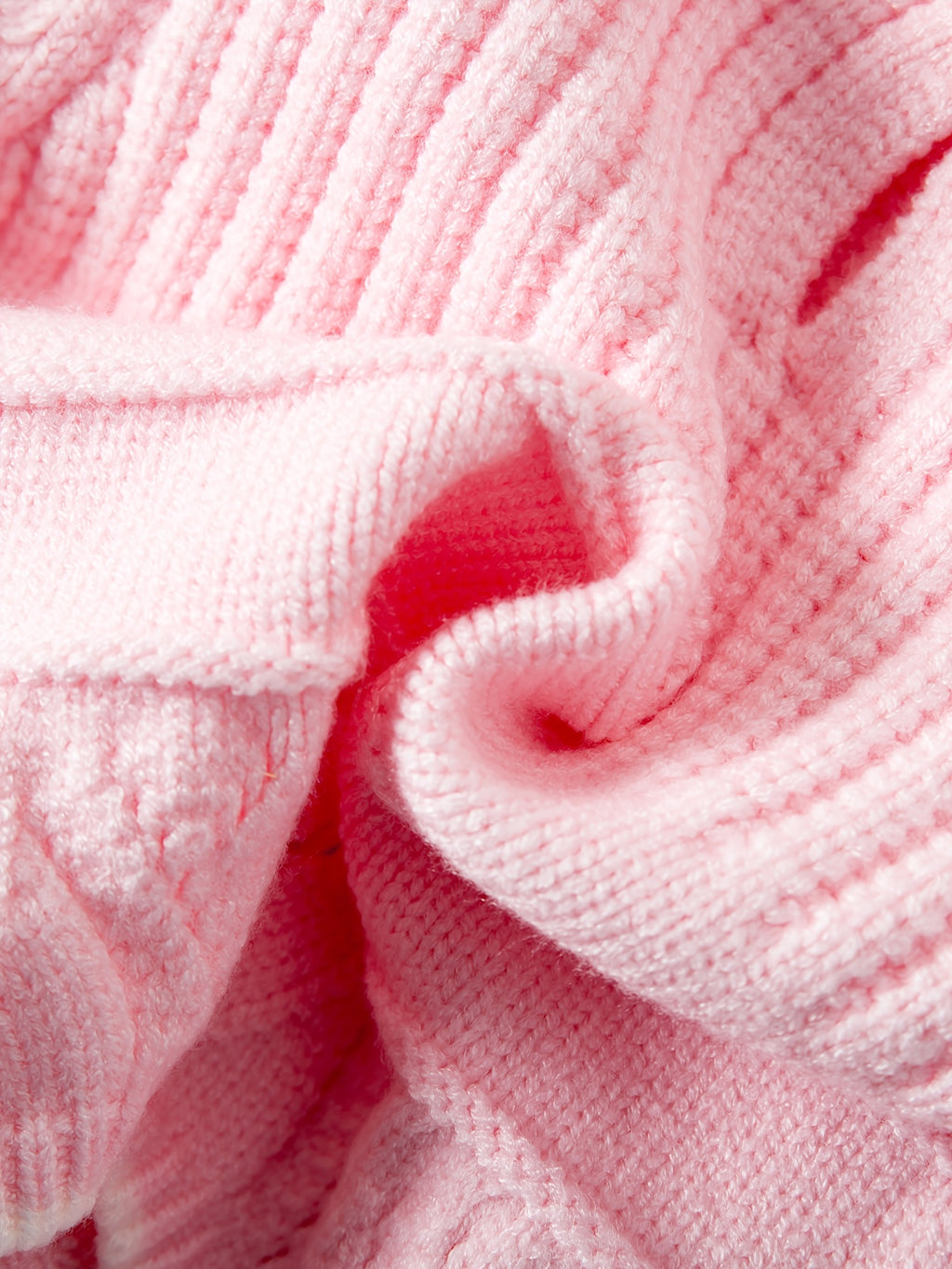 Conjunto de Ropa Tejida de Manga Larga con Lazo para Bebé Niña (Suéter con Cuello y Pantalón con Pies en Color Rosa, Estilo Elegante para Primavera) (1M - 9M)