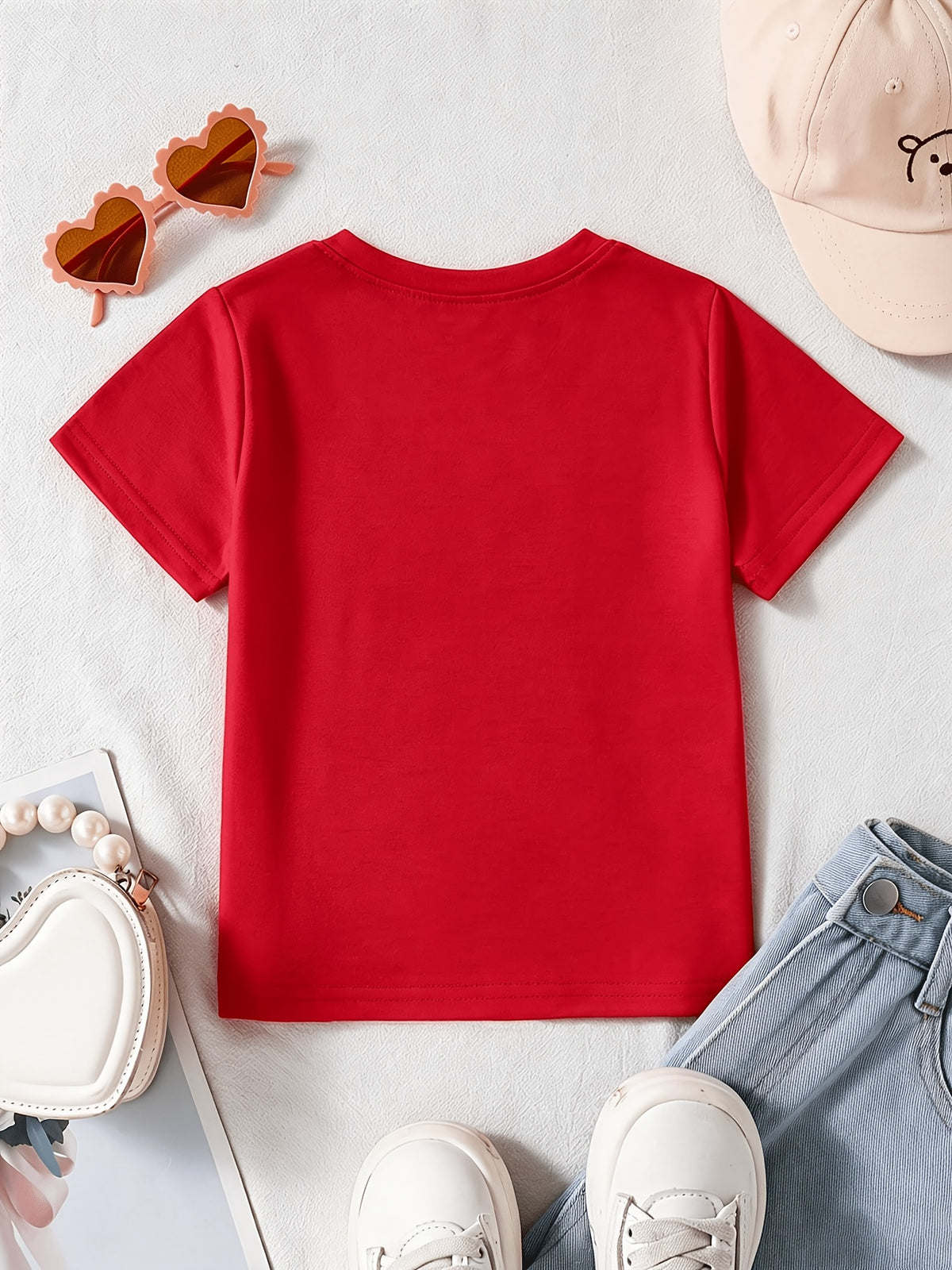Conjunto Navideño de 2 Piezas para Niña: Blusa de Manga Corta con Estampado de Astas y Falda Estilo Pastel con Volantes (1T - 8T)