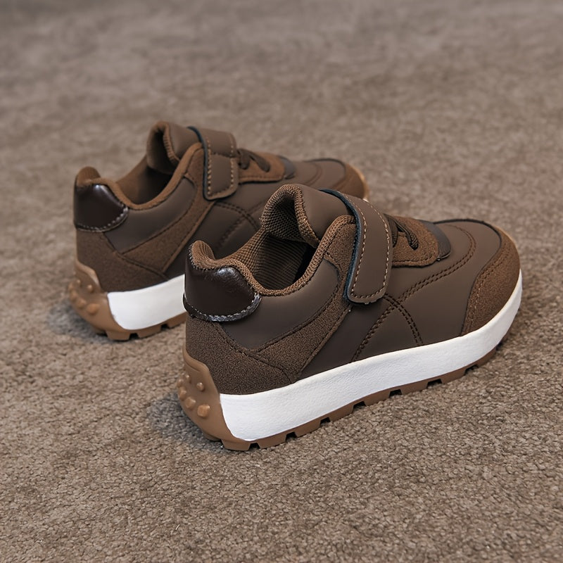 Zapatillas Deportivas Casuales para Niños en Color Marrón con Cierre de Contacto y Suela Antideslizante (Solo Talla 25, 27 y 30)