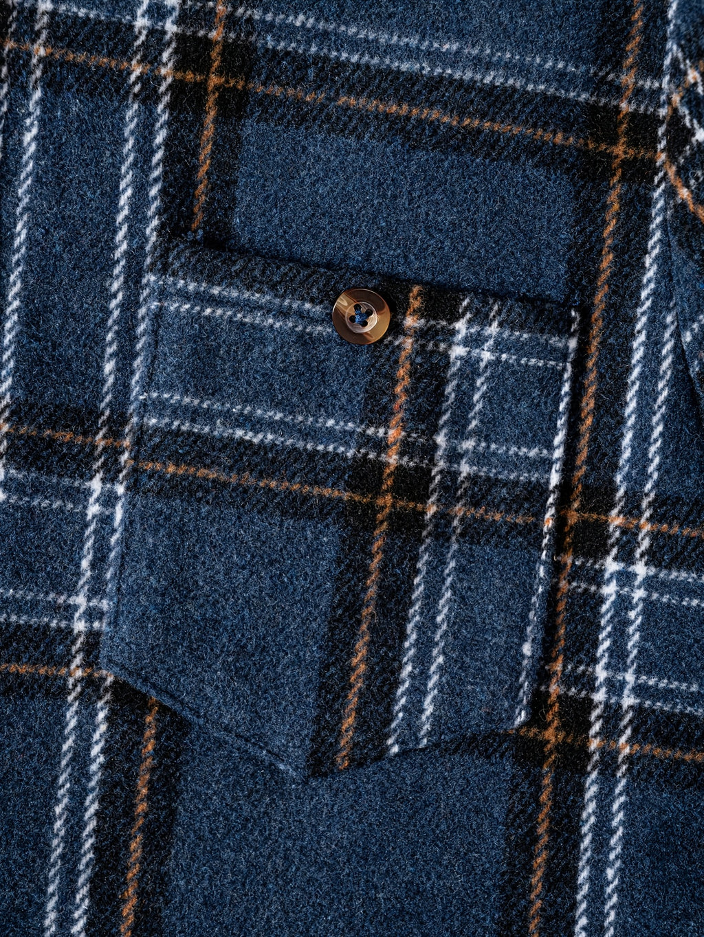 Camisa de Manga Larga a Cuadros Azul Marino para Niño con Bolsillo en el Pecho (Prenda Casual de Otoño y Vuelta al Cole) (4Y - 12Y)