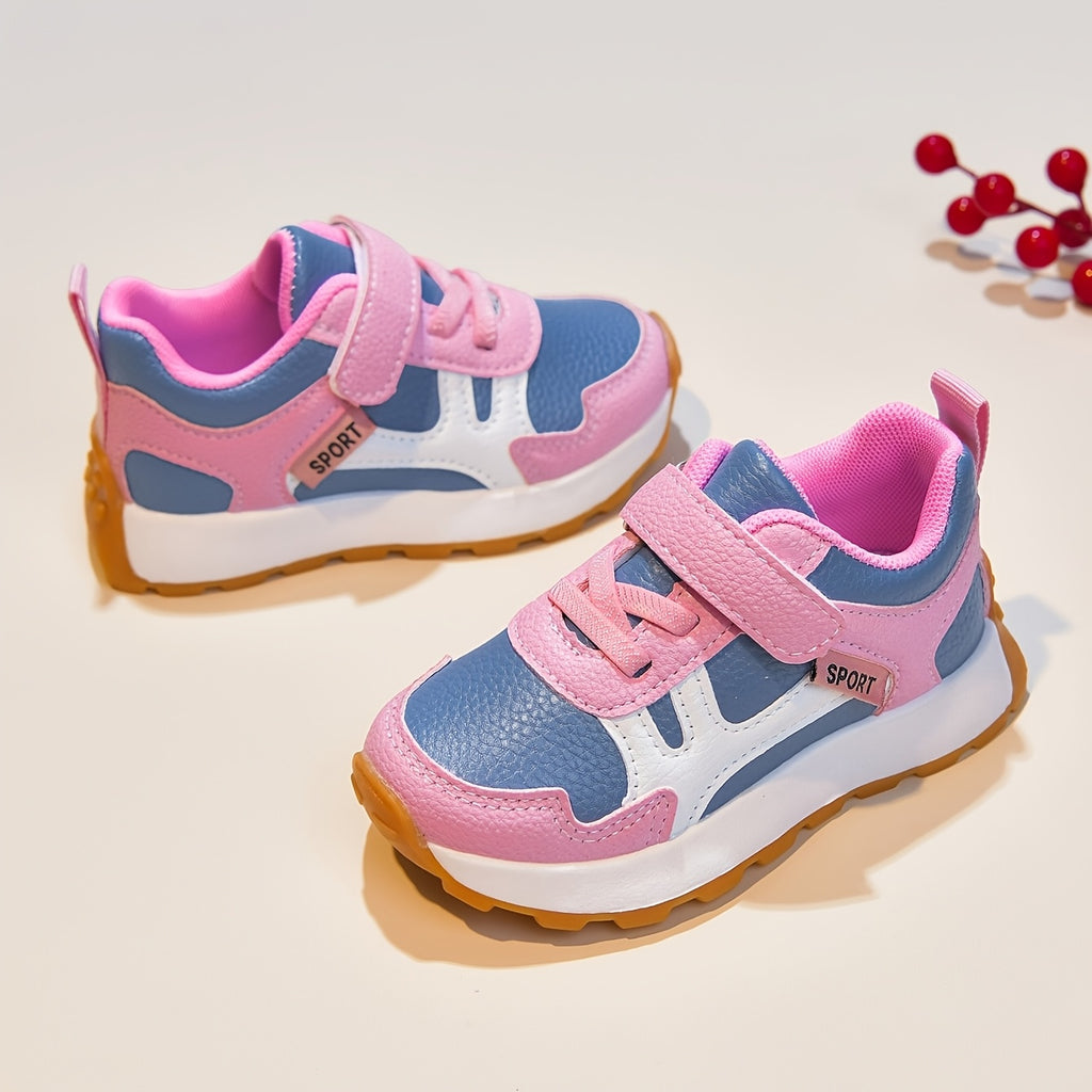 Zapatillas Deportivas Casuales para Niñas con Diseño Color Block y Cierre de Contacto (Ligeras y Antideslizantes para Uso Diario) (Talla 21 - 30)