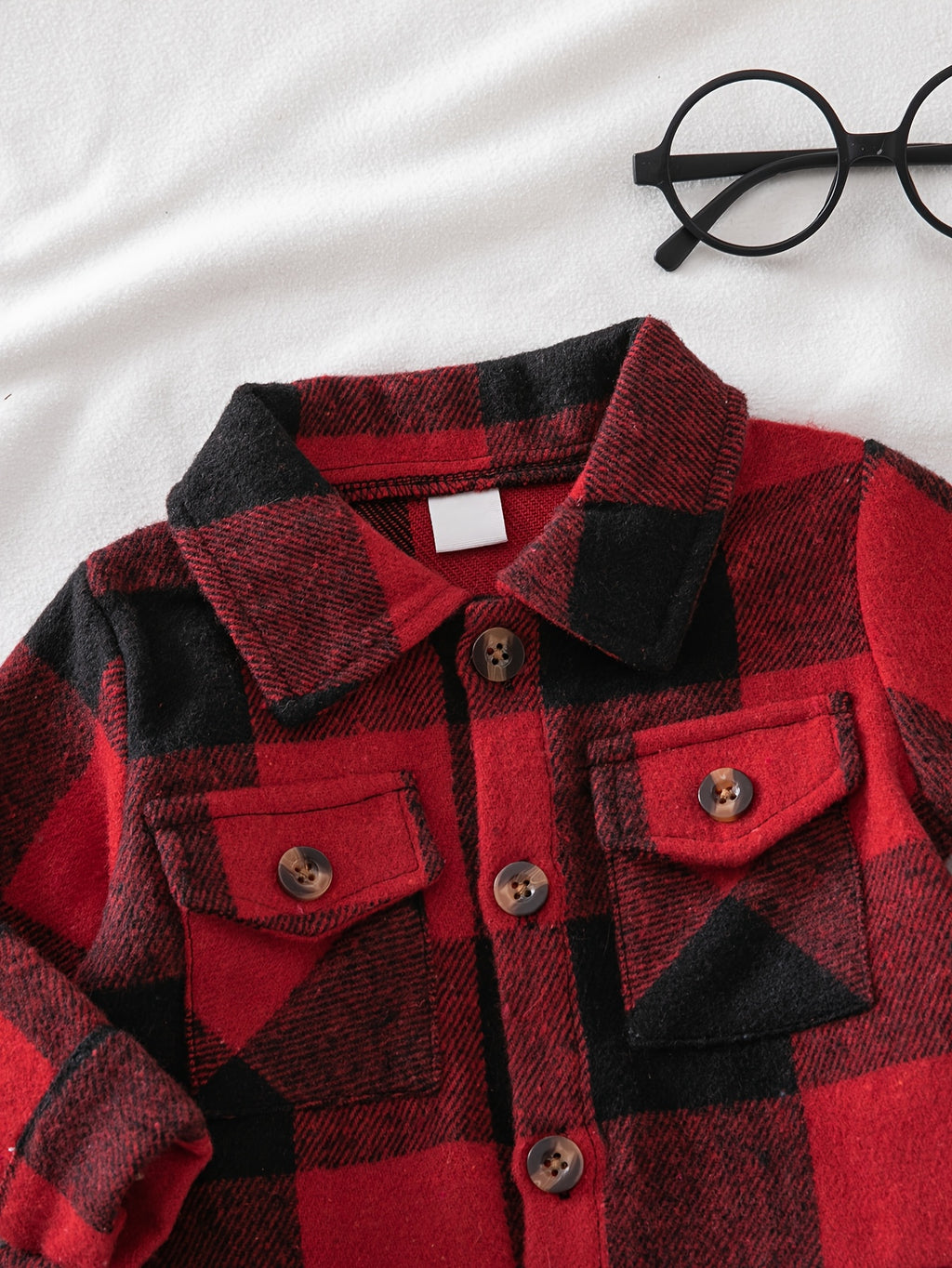 Conjunto de 2 Piezas "Red Lumberjack" para Niño – Chaqueta de Cuadros Rojos y Negros con Pantalón Casual (Primavera/Otoño (3M - 3Y)
