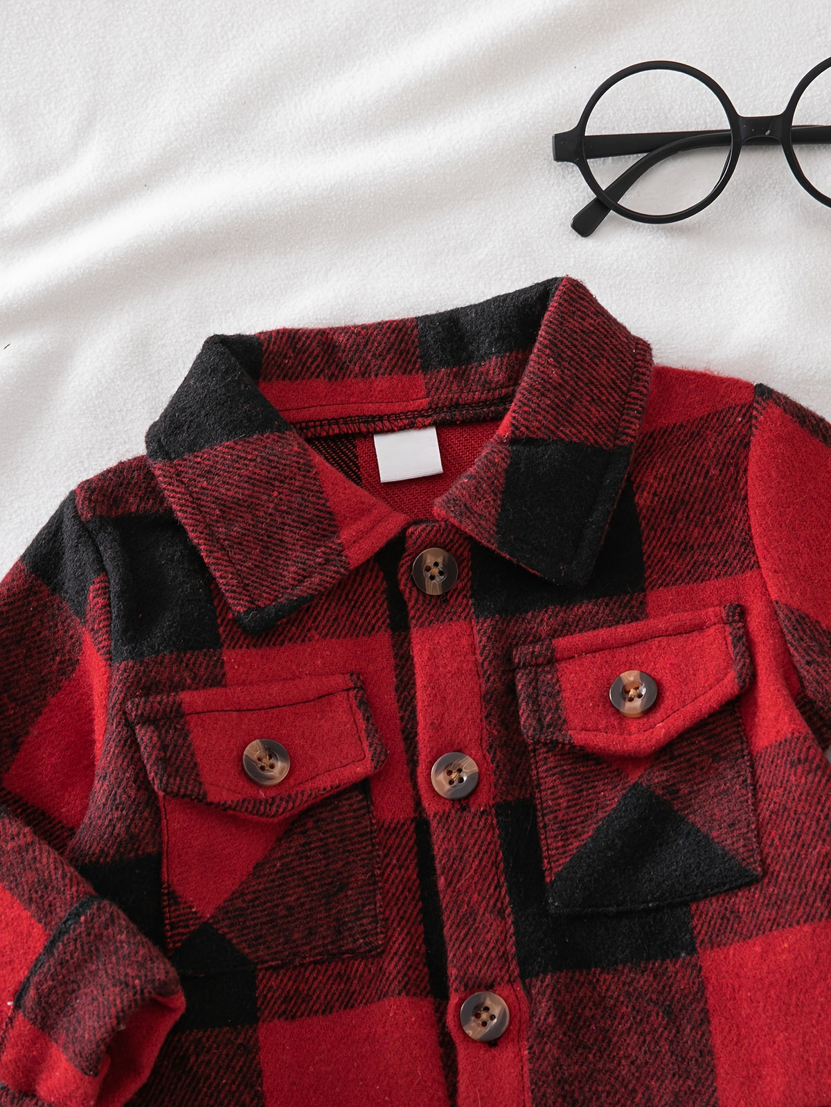 Conjunto de 2 Piezas "Red Lumberjack" para Niño – Chaqueta de Cuadros Rojos y Negros con Pantalón Casual (Primavera/Otoño (3M - 3Y)