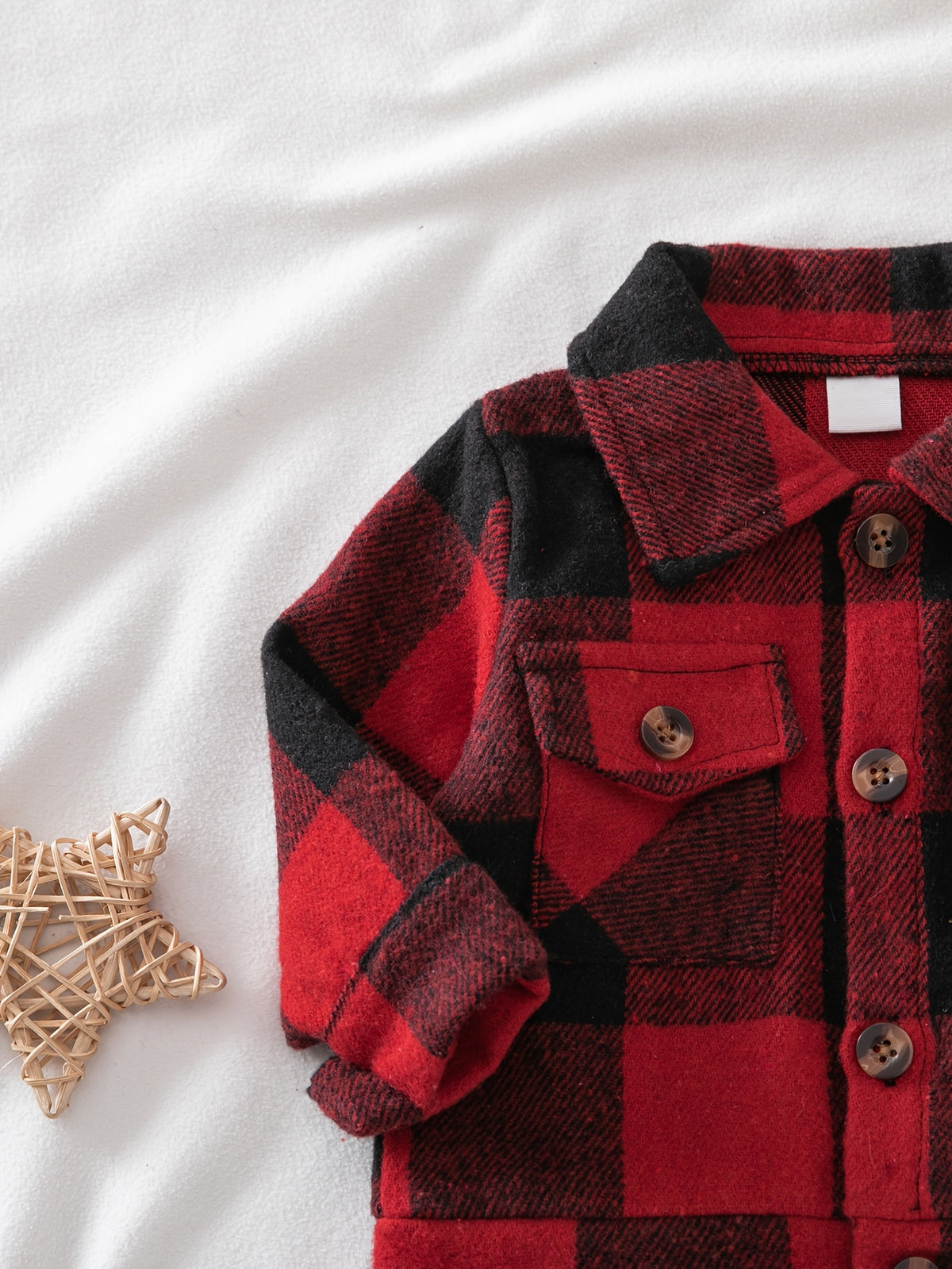 Conjunto de 2 Piezas "Red Lumberjack" para Niño – Chaqueta de Cuadros Rojos y Negros con Pantalón Casual (Primavera/Otoño (3M - 3Y)