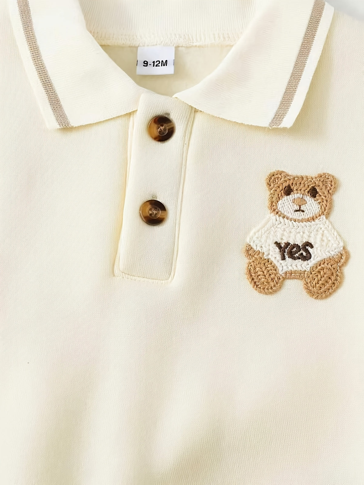Conjunto de 2 Piezas "Preppy Bear" para Niño – Sudadera Polo con Parche de Oso y Pantalón de Pana (Otoño/Invierno)(6M - 3Y)