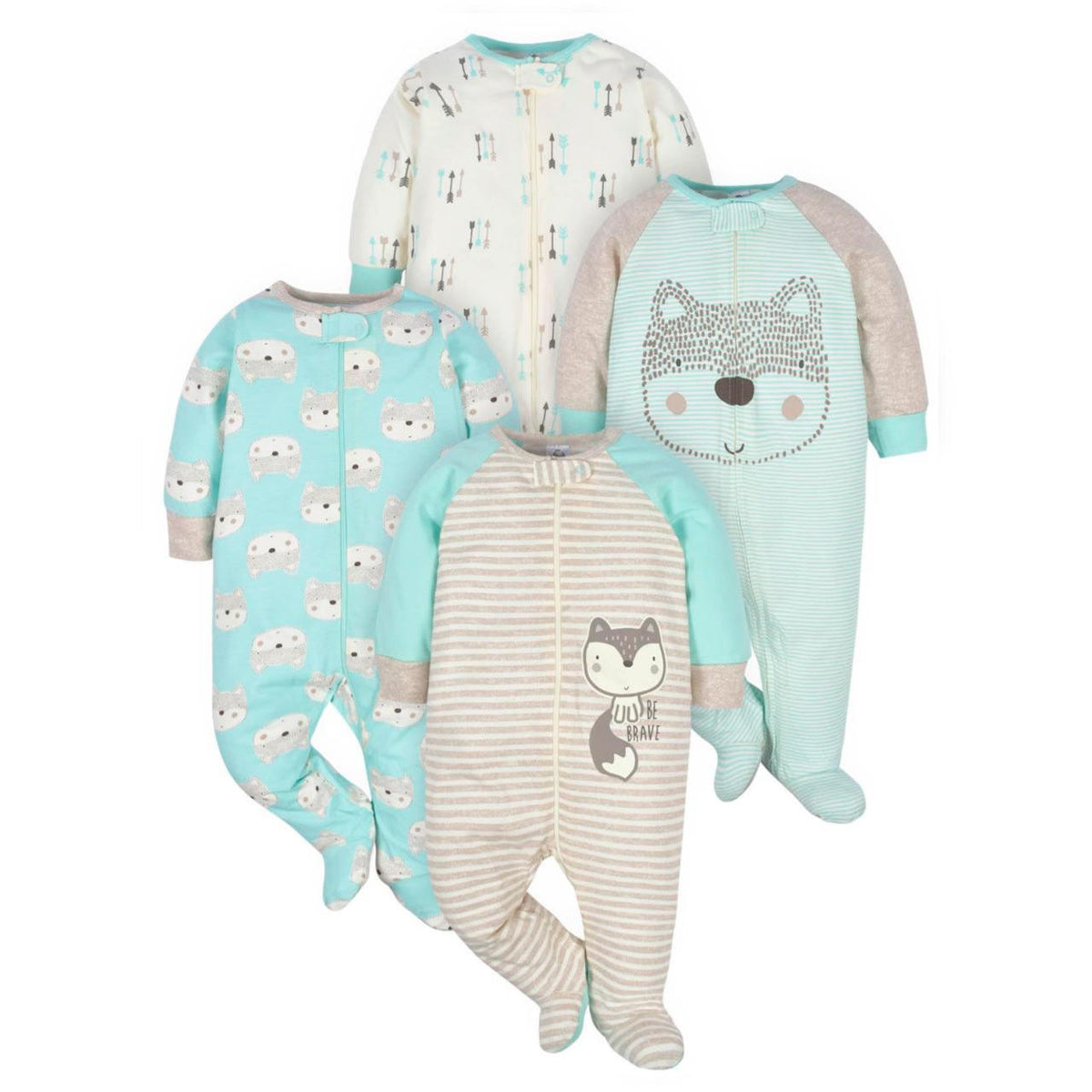 Gerber | Paquete 4 Pijamas Sleep N' Play con Pies Bebé Niño
