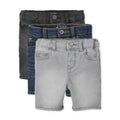 The Children's Place Pack 3 Shorts Denim Stretch Niño | Light Wash • Cintura EZ-Fit • 5 Bolsillos