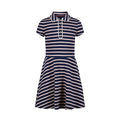 Tommy Hilfiger Vestido Polo Piqué Niña | Rayas Breton Navy/Rosa • Cuello Polo Ribete Picot • Falda Plisada