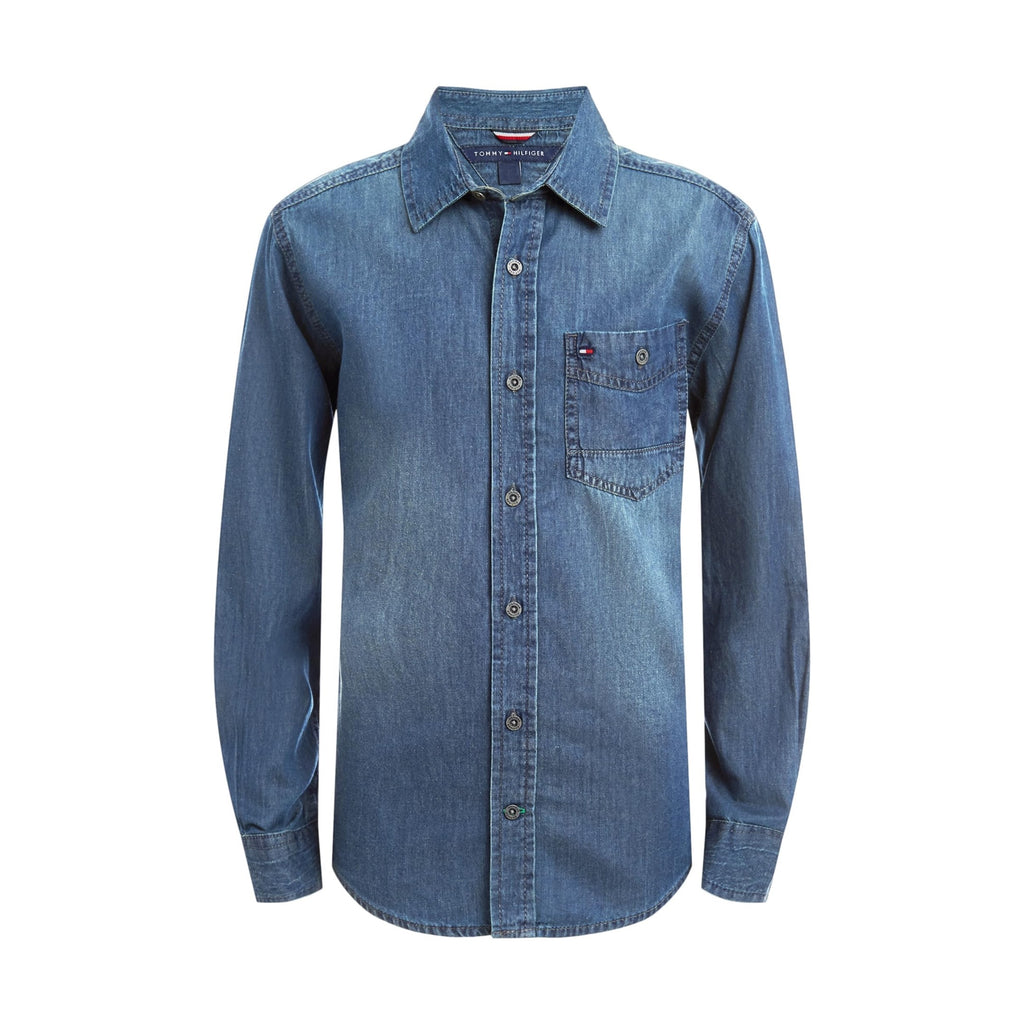 Tommy Hilfiger | Camisa Denim Manga Larga Abotonada Azul Niño (2T - 16T)