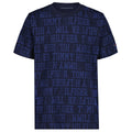 Tommy Hilfiger | Camiseta Niño Manga Corta Texto Tonal All-Over Monocromático Logo Manga 100% Algodón Azul Marino (8-16T)