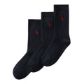 Polo Ralph Lauren | Calcetines Niño Pack 3 Algodón Canalé Azul Marino Pony Rojo