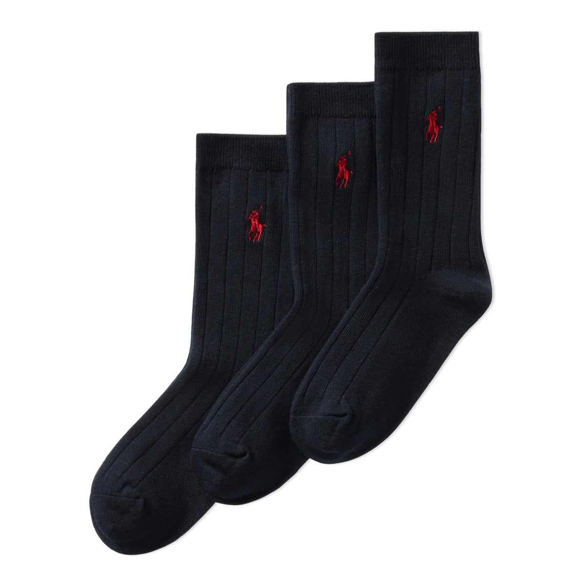 Polo Ralph Lauren | Calcetines Niño Pack 3 Algodón Canalé Azul Marino Pony Rojo