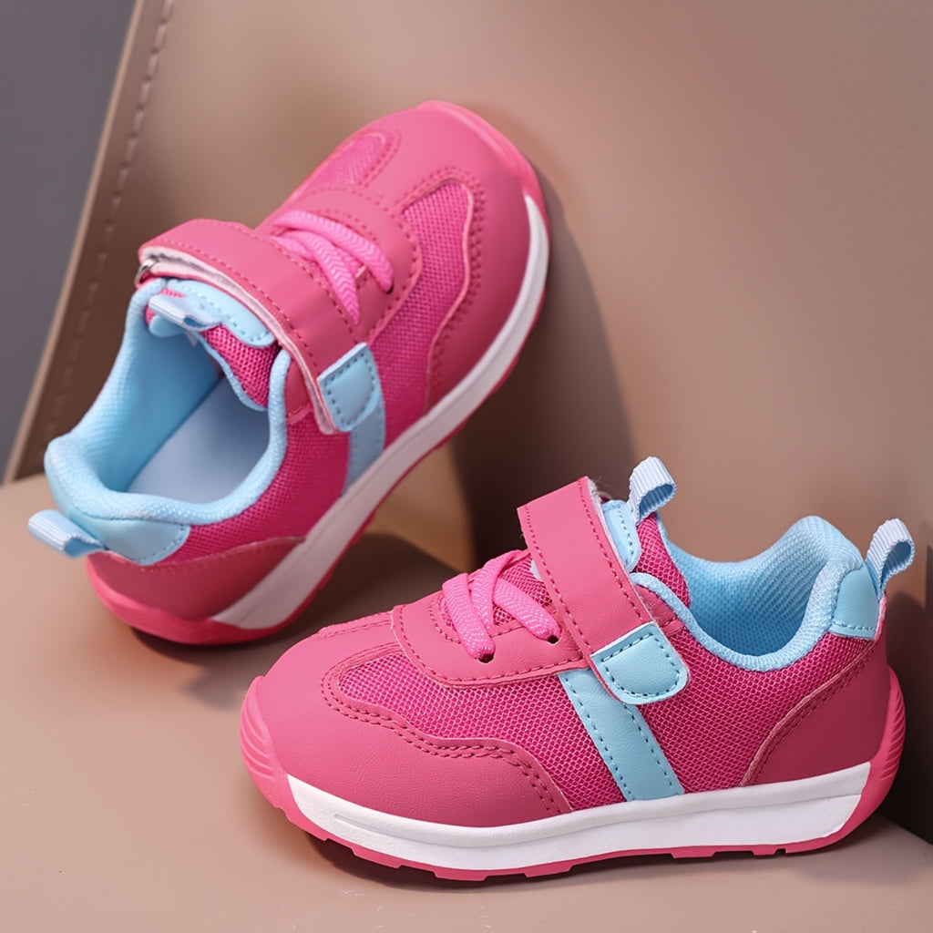 Zapatillas Deportivas de Malla Transpirable para Bebés y Niños Pequeños en Color Rosa y Azul Claro con Cierre de Contacto y Suela Antideslizante (Ideales para Primeros Pasos) (Talla 20 - 25)