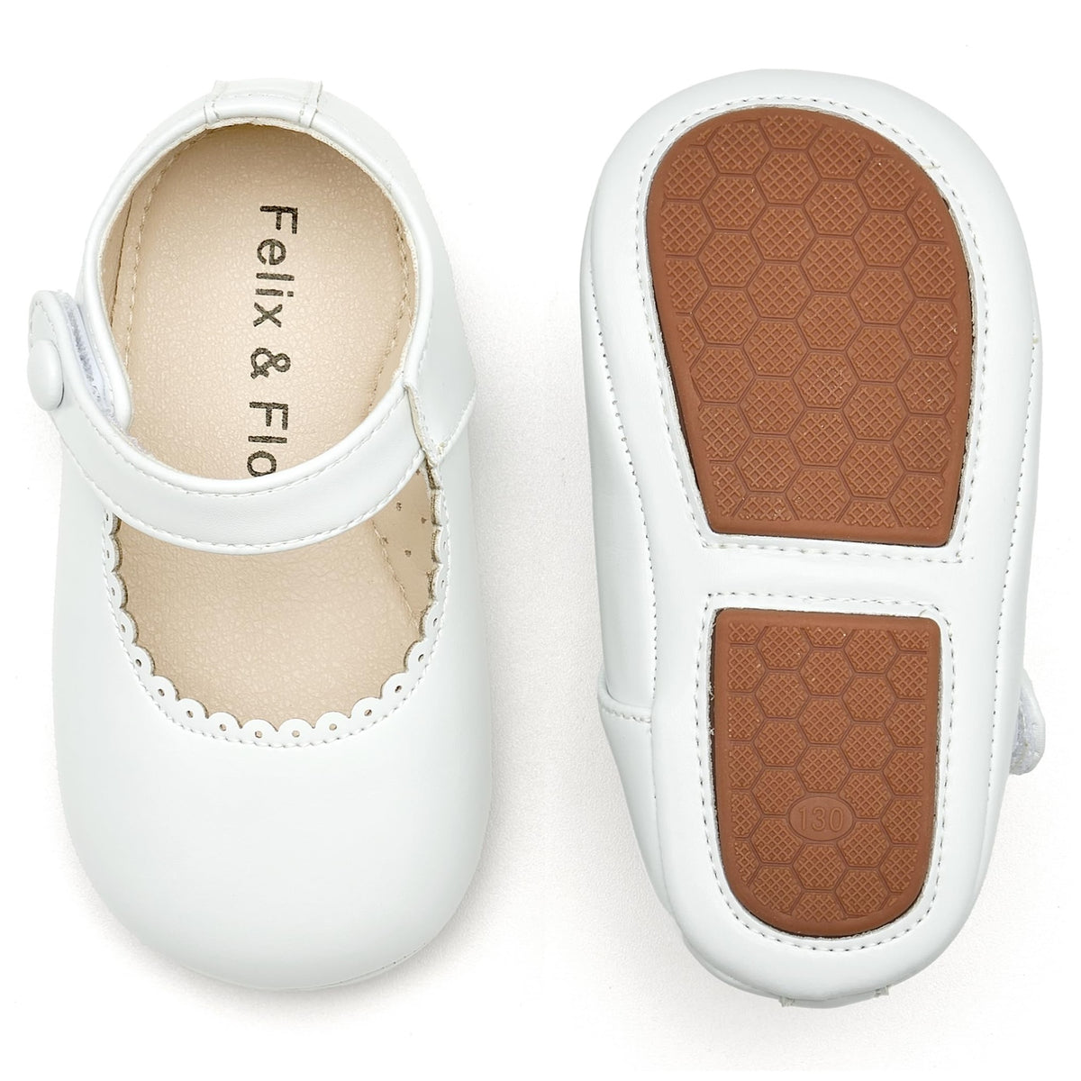 Zapatos de Vestir Antideslizantes de Suela Suave con Velcro para Bebé (Blanco) – Félix & Flora