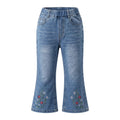Jean Acampanado para Niña con Flores Silvestres Bordadas