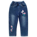 Jean para Niña con Bordado de Mariposas y Flores