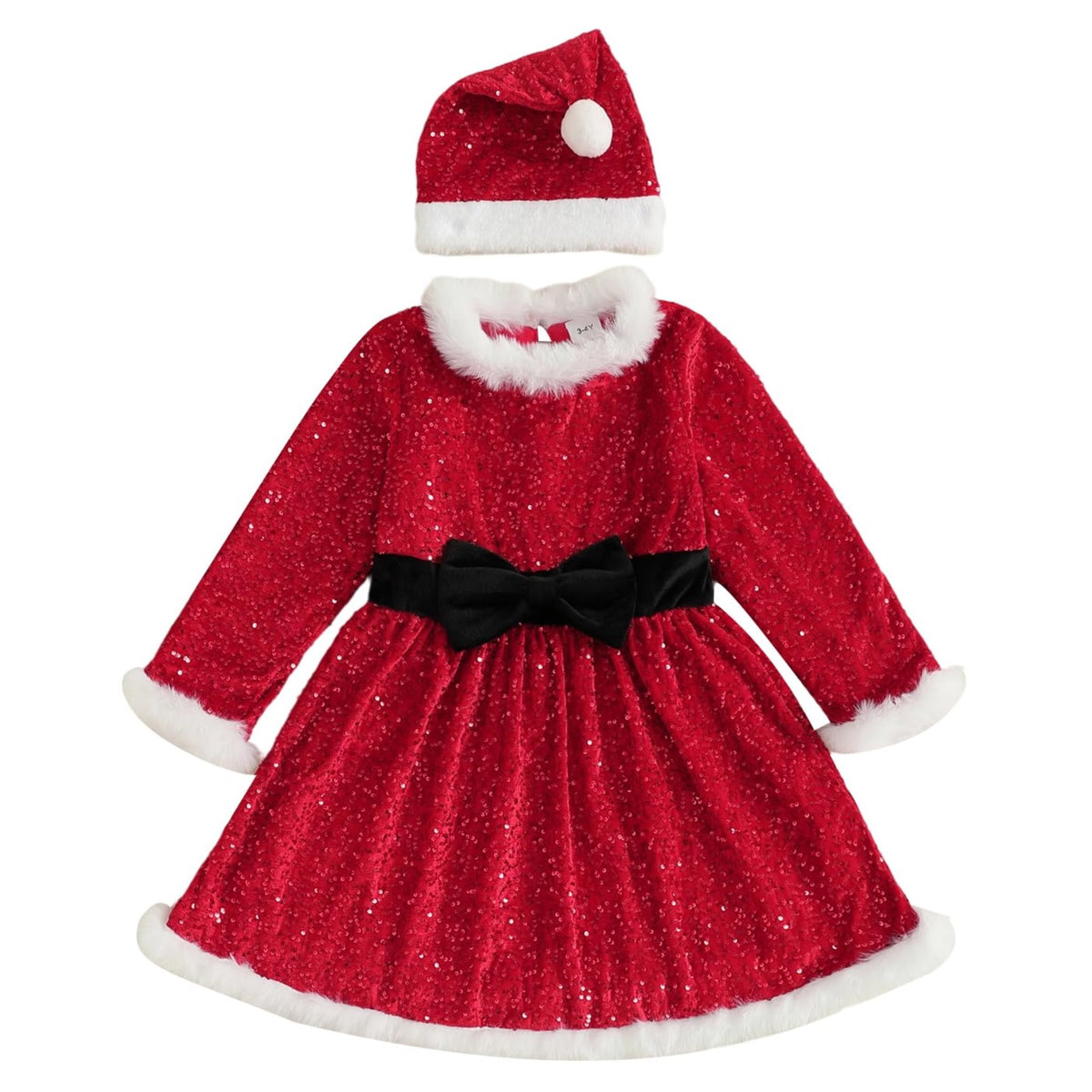 Bonangber | Vestido Navideño de Lentejuelas con Sombrero Niña