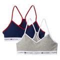 Tommy Hilfiger | Brasier Deportivo Nina Pack 2 | 95% Algodon 5% Elastano | Correas Cruzadas en V | Bies Contraste | Navy Gris Heather  (8-14T)