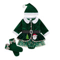 Giraropa | Vestido Mameluco Navideño de Terciopelo Bebé Niña - Verde
