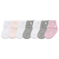 Polo Ralph Lauren | Calcetines Bebé Niña Pack 7 Algodón Pony Bordado Stay-Up Caja Regalo Rosa Gris Blanco Crema 0-24 Meses