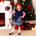 Vestido Niña DXTON | 95% Algodón + Copos de Nieve Multicolor + Manga Flutter Rayas Rosa/Navy | Navy/Rosa Navidad (3-8 Años)