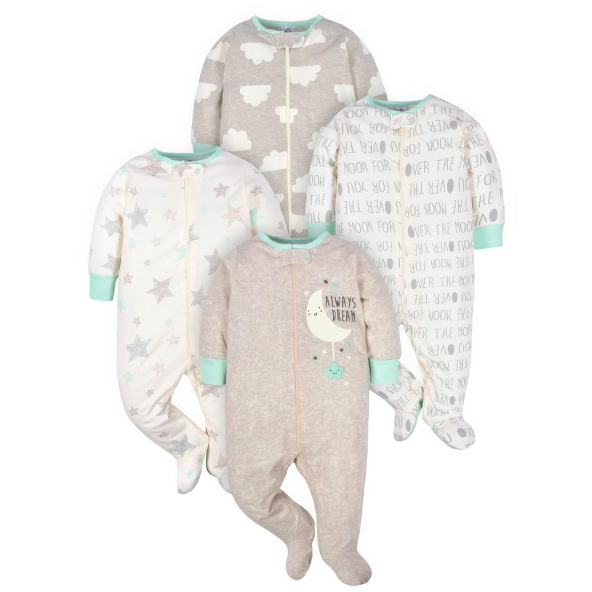 Gerber | Paquete 4 Mamelucos Sleep N' Play para Bebé Niña
