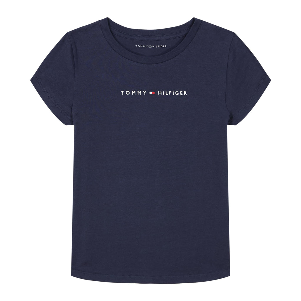 Tommy Hilfiger | Camiseta Manga Corta Logo Clásico Azul Marino Niña (7T - 16T)