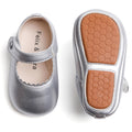 Zapatos de Vestir Antideslizantes de Suela Suave con Velcro para Bebé (Plateado) – Félix & Flora