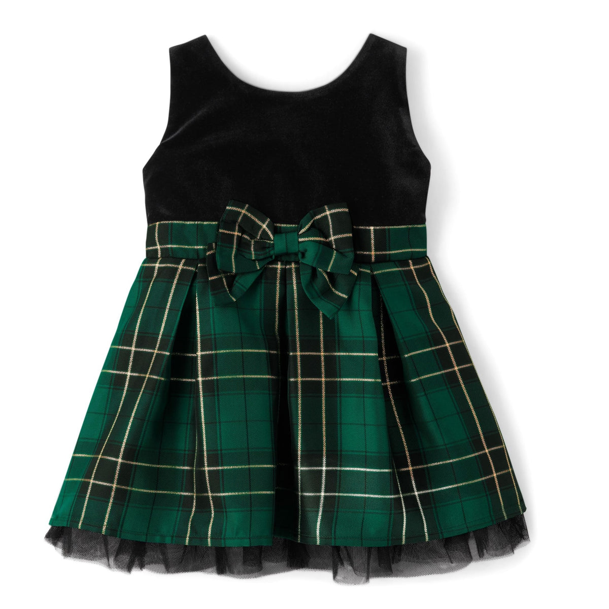 The Children's Place | Vestido Elegante Terciopelo y Cuadros Escoceses Niña