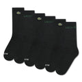 Lacoste | Calcetines Niño Unisex Pack 6 Pares Crew Todo Negro Algodón Orgánico Cocodrilo Bordado Logo Verde  (4-20T)