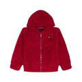 Chaqueta Sherpa Teddy Full-Zip Tommy Hilfiger | Pelo Rizado Bouclé Rojo + Logo Corazón TH | Niña (7T - 16T)