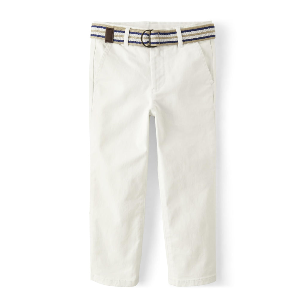 Gymboree Pantalón Chino Blanco Simply White con Cinturón (12M - 12T)
