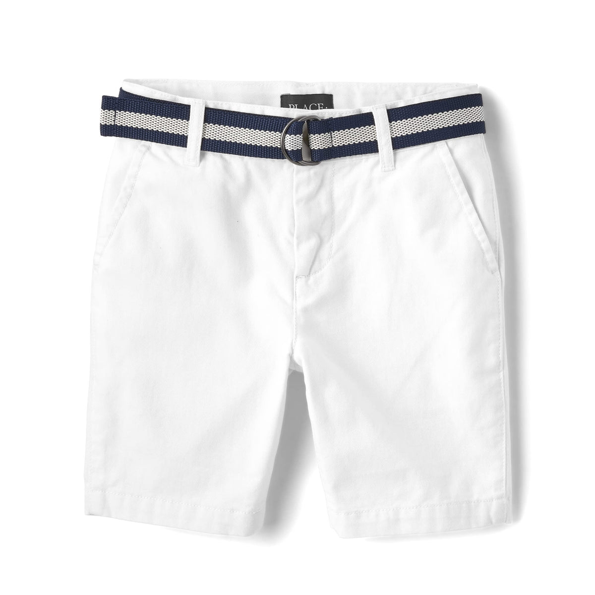 The Children's Place Short Chino Blanco con Cinturón Niño | Sarga Algodón • Botón + Cremallera