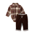 Conjunto 2 Piezas Bebé Niño Gymboree | Body Franela Tartán Cuadros + Pantalón Pana Marrón | Algodón 100% Otoño/Invierno Recién Nacido (0M - 24M)