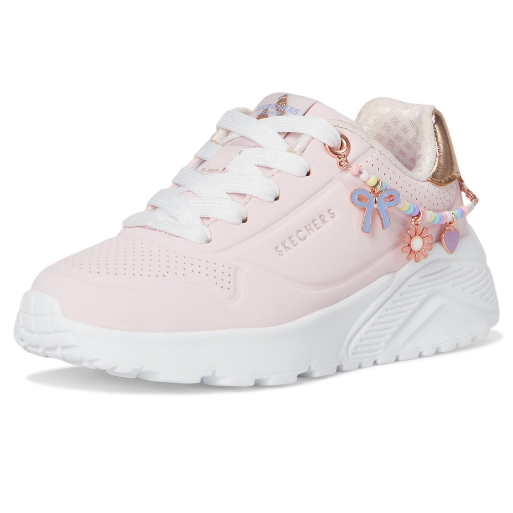 Skechers - Tenis Deportivos Uno Lite - Charming Lite con Detalle de Pulsera de Dijes para Niña (Rosa Claro/Multicolor) (Talla 27 - 40)