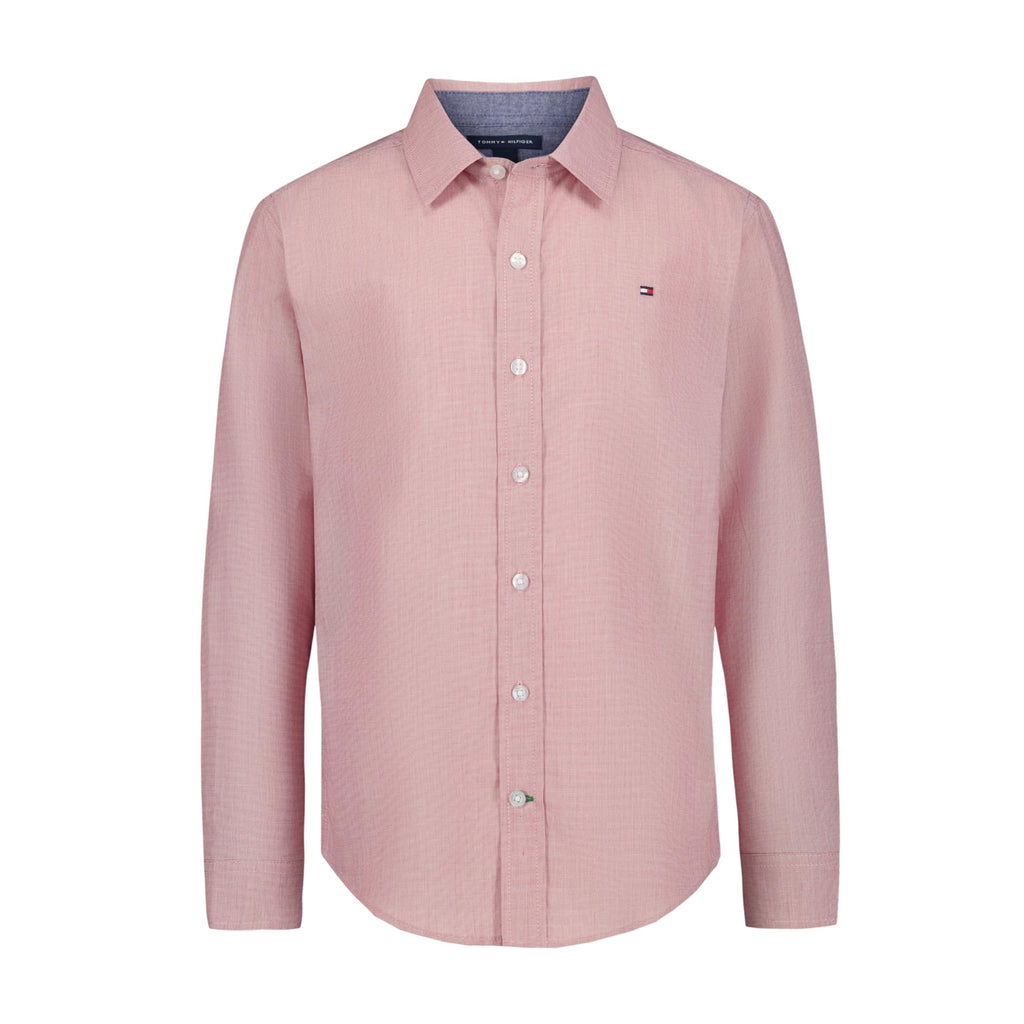 Tommy Hilfiger | Camisa Casual Manga Larga Sólida Rosa Niño (8T - 16T)