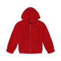 Chaqueta Sherpa Teddy Full-Zip Tommy Hilfiger | Pelo Rizado Bouclé Rojo + Logo Corazón TH | Niña Pequeña (7T - 16T)