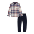 Conjunto 2 Piezas Tommy Hilfiger | Camisa Cuadros Madras Crema Navy Rojo + Jogger Navy | Niño (12M - 3T)