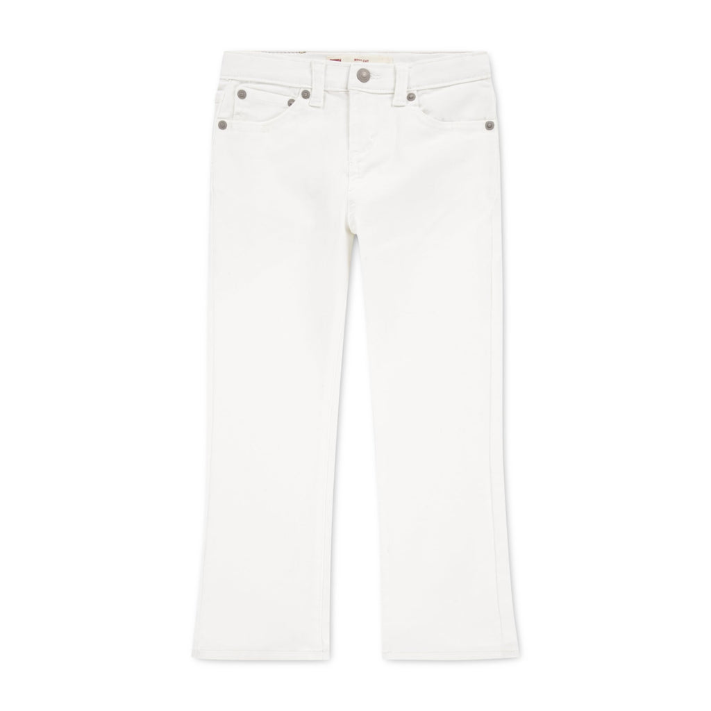 Jean Bootcut Tiro Alto Levi's | Blanco Puro + Parche Cuero Completo + Cintura Ajustable | Niña (4T - 16T)
