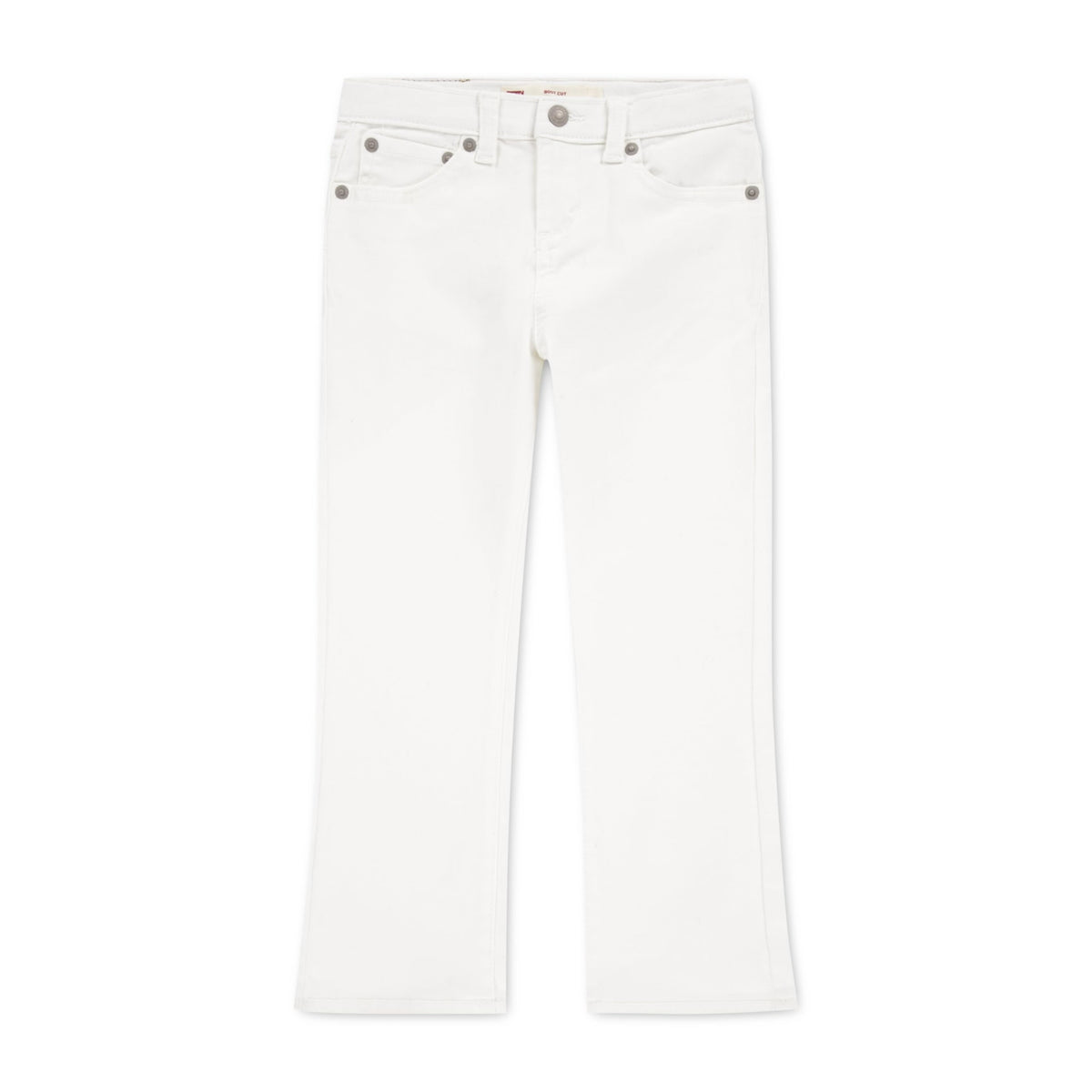 Jean Bootcut Tiro Alto Levi's | Blanco Puro + Parche Cuero Completo + Cintura Ajustable | Niña (4T - 16T)