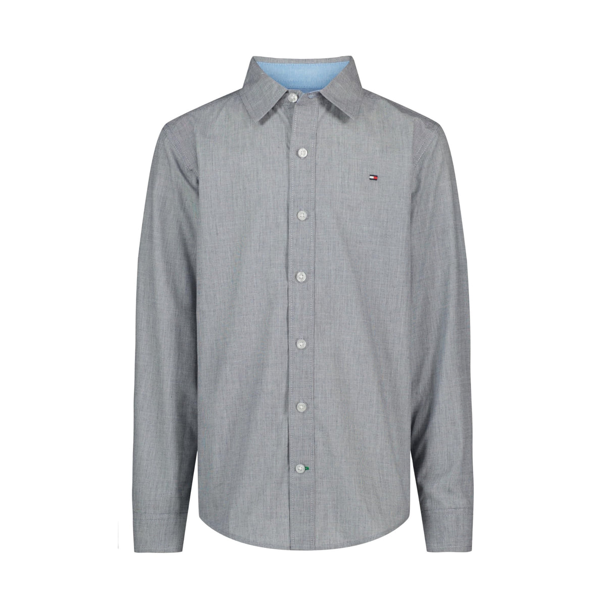 Tommy Hilfiger | Camisa Casual Manga Larga Sólida Gris Niño  (8T - 16T)