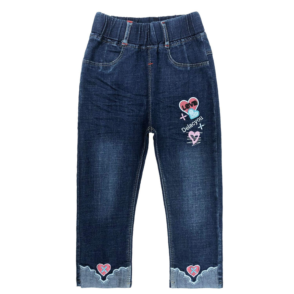Jean para Niña con Parche LOVE y Corazones Bordados (2T - 6)