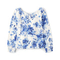 The Children's Place | Top Peplum Fruncido Nina Manga Larga | 58% Algodon 41% Poliester 1% Elastano Jacquard | Cuello en V con Lazo Decorativo + Fruncidos | Punos Elasticos con Volante | Floral Acuarela All-Over (4 - 16T)