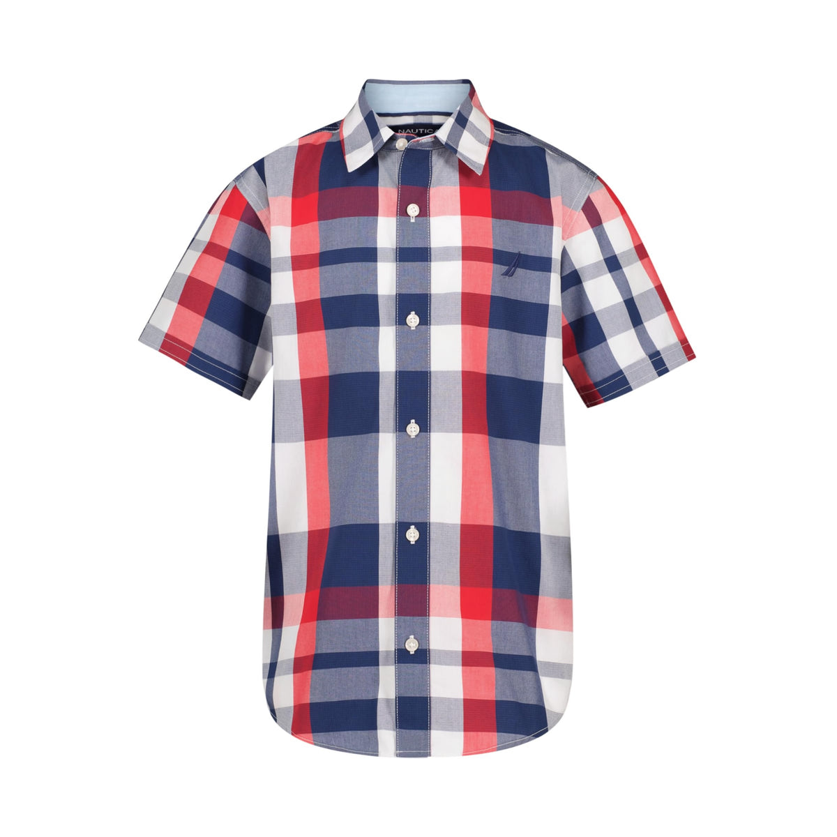Nautica | Camisa Manga Corta Cuadros Ski Patrol Rojo Marino Niño (8T - 16T)