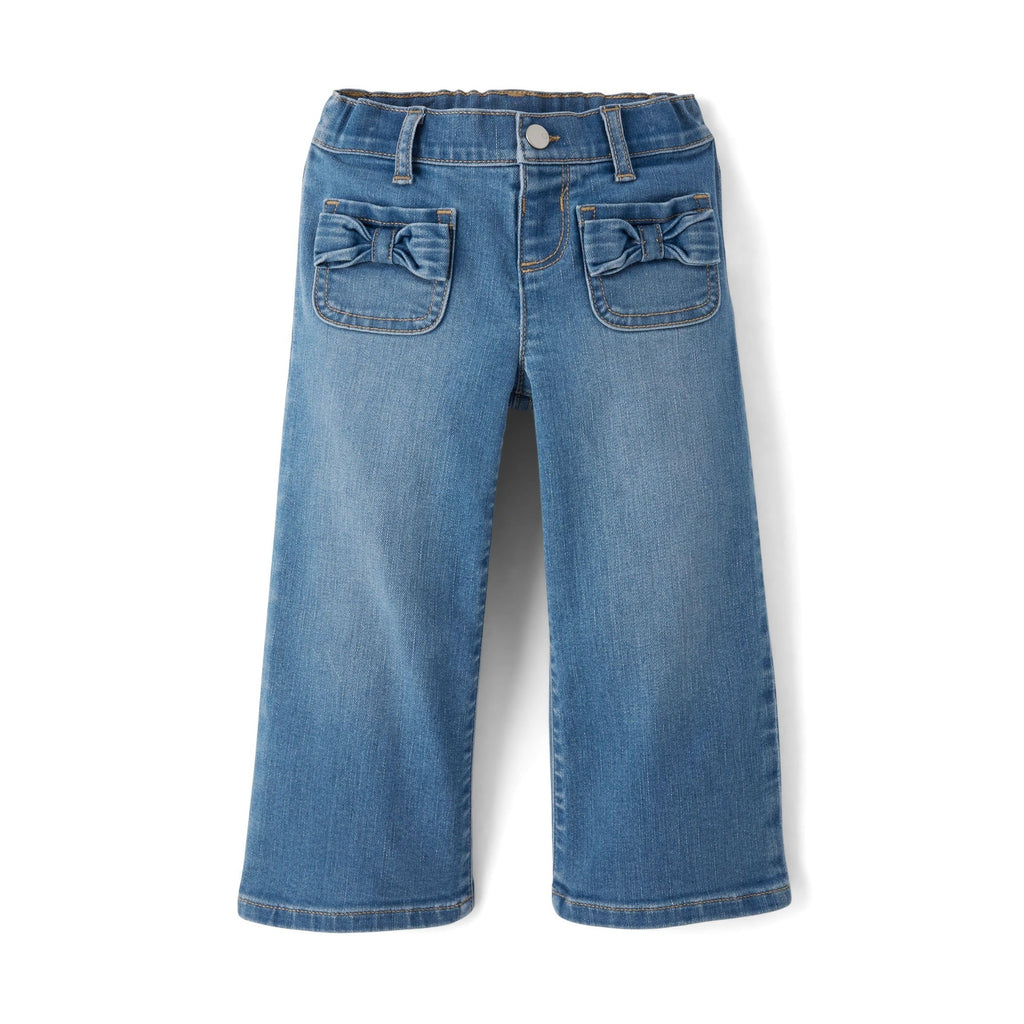 The Children's Place jeans de pierna ancha con lazos en bolsillos delanteros – vista frontal