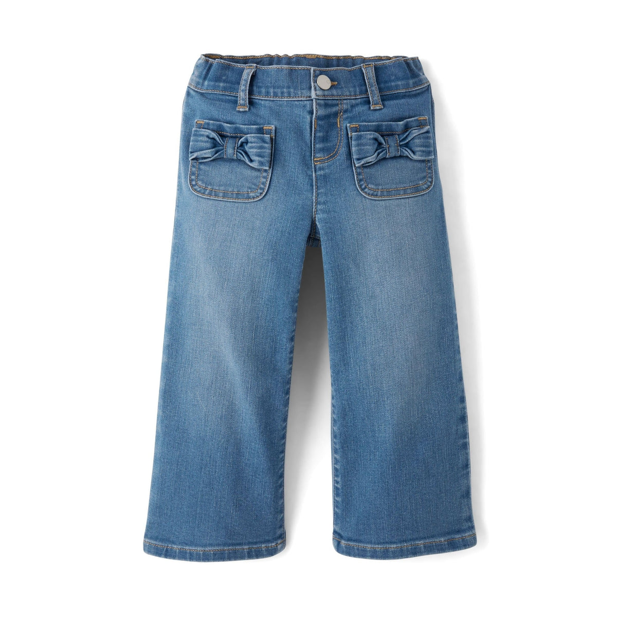 The Children's Place jeans de pierna ancha con lazos en bolsillos delanteros – vista frontal