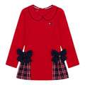 Tommy Hilfiger Vestido Polo Piqué Niña | Tommy Red Plaid • Cuello Peter Pan